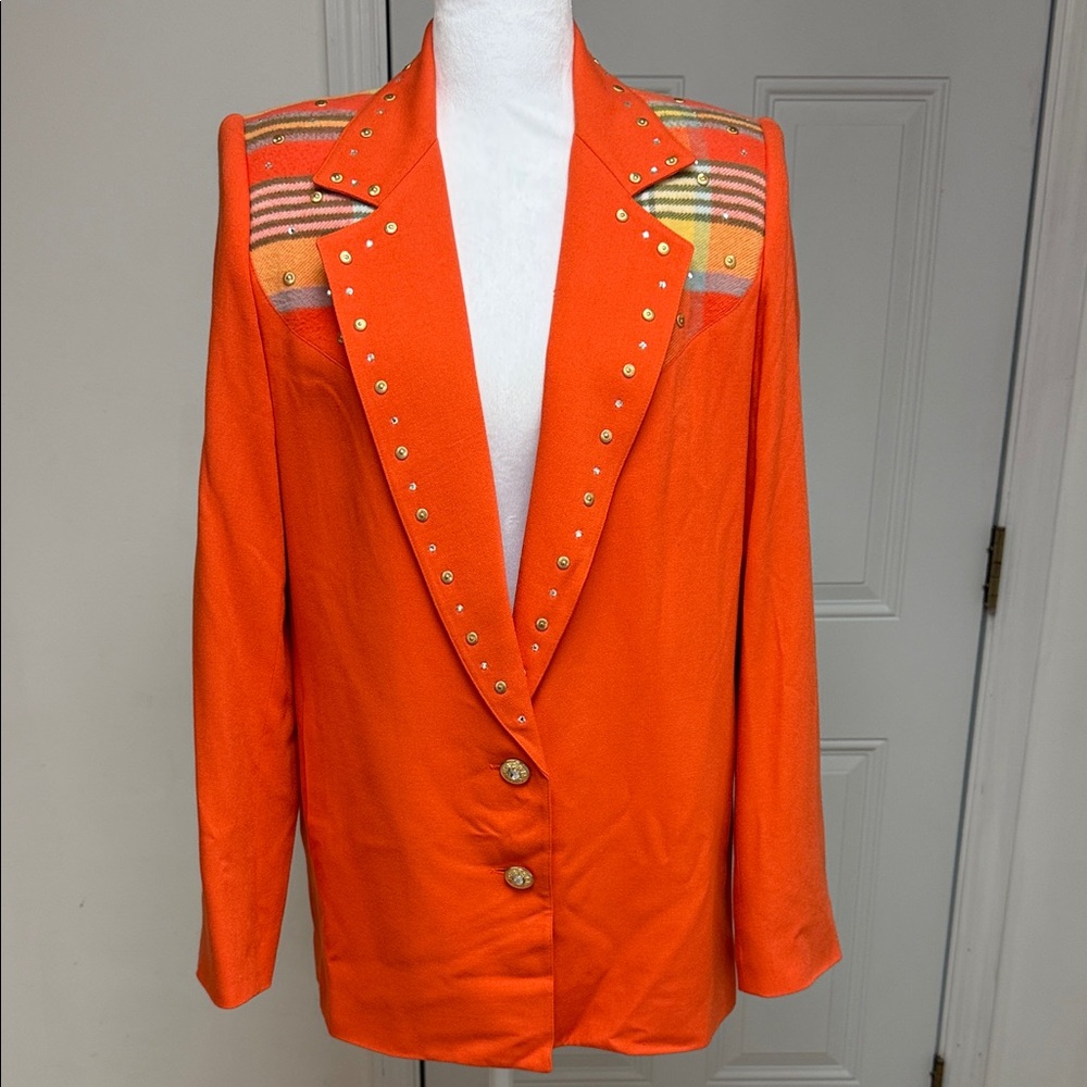 Criscione /Cache  collaboration vintage Women's Orange Studded Blazer Jacket XS